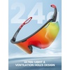 Lamicall 24g Polarized Sports Sunglasses for Men Women – UV400 Protection Sun Glasses for Baseball Running Cycling Fishing(Black Frame-red Lens)