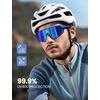 Lamicall 24g Polarized Sports Sunglasses for Men Women – UV400 Protection Sun Glasses for Baseball Running Cycling Fishing(Blue Frame-blue Lens)