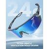 Lamicall 24g Polarized Sports Sunglasses for Men Women – UV400 Protection Sun Glasses for Baseball Running Cycling Fishing(Gray Frame-blue Green Lens)
