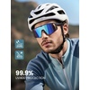 Lamicall 24g Polarized Sports Sunglasses for Men Women – UV400 Protection Sun Glasses for Baseball Running Cycling Fishing(Gray Frame-blue Green Lens)