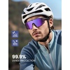 Lamicall 24g Polarized Sports Sunglasses for Men Women – UV400 Protection Sun Glasses for Baseball Running Cycling Fishing(Gray Frame-purple Lens)