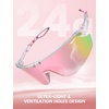 Lamicall 24g Polarized Sports Sunglasses for Men Women – UV400 Protection Sun Glasses for Baseball Running Cycling Fishing(Transparent Frame-pink Lens)