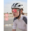Lamicall 24g Polarized Sports Sunglasses for Men Women – UV400 Protection Sun Glasses for Baseball Running Cycling Fishing(Transparent Frame-pink Lens)