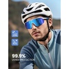 Lamicall 24g Polarized Sports Sunglasses for Men Women – UV400 Protection Sun Glasses for Baseball Running Cycling Fishing(White Frame-blue Lens)