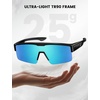 Lamicall Polarized Fit Over Glasses Sunglasses – UV400 Protection for Men Women, Oversized Sun Glasses for Driving Cycling(Black Frame-blue Lens)