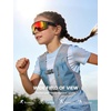 Lamicall Polarized Kids Baseball Sunglasses for Age 6-10 – UV400 Protection Sports Cycling Sun Glasses for Boys Girls(Black Frame-red Lens)
