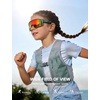 Lamicall Polarized Kids Baseball Sunglasses for Age 6-10 – UV400 Protection Sports Cycling Sun Glasses for Boys Girls(Green Frame-orange Lens)