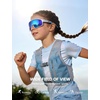 Lamicall Polarized Kids Baseball Sunglasses for Age 6-10 – UV400 Protection Sports Cycling Sun Glasses for Boys Girls(White Frame-blue Lens)