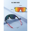 Lamicall XL Size Polarized Sports Sunglasses for Men Women, Large UV400 Protection Sun Glasses, Running Cycling Baseball(Black Frame-red Lens)