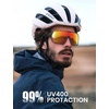 Lamicall XL Size Polarized Sports Sunglasses for Men Women, Large UV400 Protection Sun Glasses, Running Cycling Baseball(Black Frame-red Lens)