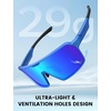 Lamicall XL Size Polarized Sports Sunglasses for Men Women, Large UV400 Protection Sun Glasses, Running Cycling Baseball(Blue Frame-blue Lens)