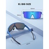 Lamicall XL Size Polarized Sports Sunglasses for Men Women, Large UV400 Protection Sun Glasses, Running Cycling Baseball(Blue Frame-blue Lens)