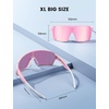 Lamicall XL Size Polarized Sports Sunglasses for Men Women, Large UV400 Protection Sun Glasses, Running Cycling Baseball(Pink Frame-pink Lens)
