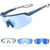 Lamicall 24g Polarized Sports Sunglasses for Men Women – UV400 Protection Sun Glasses for Baseball Running Cycling Fishing(Blue Frame-photochromic Blue Lens)