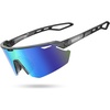 Lamicall 24g Polarized Sports Sunglasses for Men Women – UV400 Protection Sun Glasses for Baseball Running Cycling Fishing(Gray Frame-blue Green Lens)