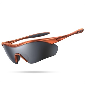 Lamicall 22g Polarized Sports Sunglasses – UV400 Protection Men Women Sun Glasses for Driving Running Cycling Baseball Golf(Orange Frame – Silver Gray Lens)