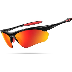 Lamicall 22g Polarized Sports Sunglasses for Men Women – UV400 Protection Sun Glasses for Running Cycling Baseball Driving(Black Frame-red Lens)
