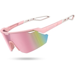 Lamicall 24g Polarized Sports Sunglasses for Men Women – UV400 Protection Sun Glasses for Baseball Running Cycling Fishing(Pink Frame-deep Pink Lens)