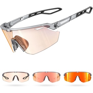 Lamicall 24g Polarized Sports Sunglasses for Men Women – UV400 Protection Sun Glasses for Baseball Running Cycling Fishing(Transparent Frame-photochromic Red Lens)