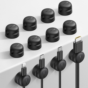 Lamicall 6 Pack Rotatable Cord Organizer, 1s Lock Spring Cable Holder Clips | Nightstand Desk Office Organizer Accessories, Home Dorm Phone Charger Cable Management, Adhesive Wire Keeper for Wall Car(12Pack – Rotatable)