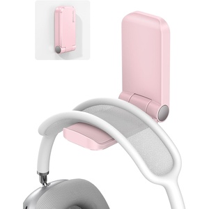 Lamicall Headphone Stand, Sticky Headset Hanger, Adhesive Headphone Holder | Headset Hook Mount Clip Under Desk, Earphone Clamp for Airpods Max, HyperX, Sennheiser, Black(Pink – One Pack)