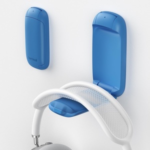 Lamicall Headphone Stand, Sticky Headset Holder, Foldable Headphone Holder | Compact Headphone Hook Mount, Adhesive Hanger Clip Under Desk, Earphone Clamp for Airpods Max, HyperX, Sennheiser, Black(Blue)