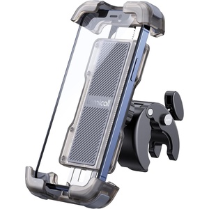 Lamicall Motorcycle Bike Phone Holder with Upgrade Quick Install Bar Clip | Metal Lock Bicycle Phone Mount, Scooter Phone Holder, Cell Phone Clamp for iPhone, Galaxy, 4.7-6.8″ Phones, Black(Transparent)