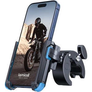 Lamicall Motorcycle Bike Phone Mount, 1s Lock Bike Phone Holder | Camera Friendly Bicycle Phone Clip, Scooter Accessories Gifts for iPhone Pro Max, Galaxy S25 Ultra, 4.7-7″ Phones(Blue)