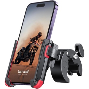 Lamicall Motorcycle Bike Phone Mount, 1s Lock Bike Phone Holder | Camera Friendly Bicycle Phone Clip, Scooter Accessories Gifts for iPhone Pro Max, Galaxy S25 Ultra, 4.7-7″ Phones(Red)