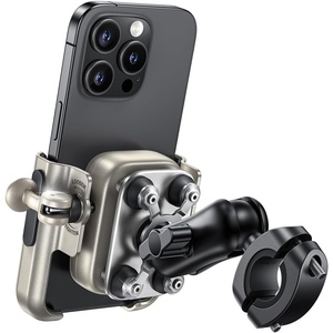 Lamicall Motorcycle Phone Mount Holder – [All Metal] [Anti Shake] | 1s Lock Bike Phone Holder Handlebar Clamp, Bicycle Cell Phone Mount, for iPhone 17 Pro Max, Galaxy, 4.7-7.2″ Phones, Black(Gold)