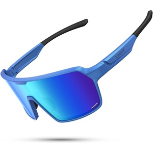 Lamicall XL Size Polarized Sports Sunglasses for Men Women, Large UV400 Protection Sun Glasses, Running Cycling Baseball(Blue Frame-blue Lens)