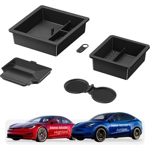 Lamicall Center Console Organizer for Tesla Model Y and 3 2026, 5PCS Black(5-piece set)
